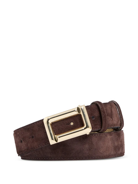  Lancel Angele Suede Leather Belt - Brown 