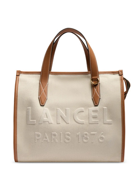  Lancel Day Embossed Leather Trim Tote Bag - Neutrals 