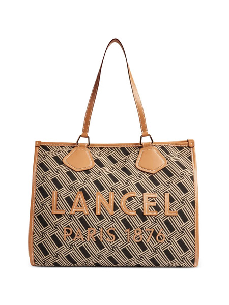  Lancel Large Monogram Leather-trimmed Tote Bag - Neutrals 