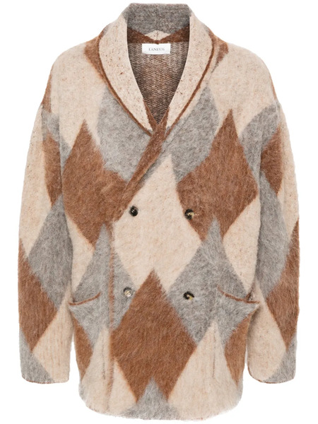  Laneus Checked Cardigan - Brown 