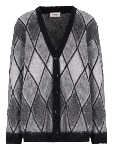  Laneus Diamond-pattern Cardigan - Grey 