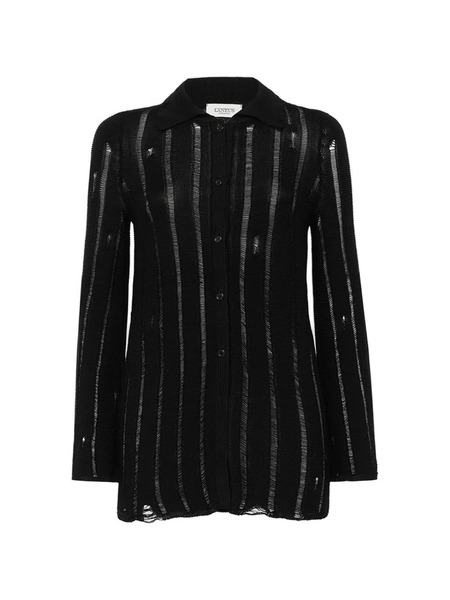  Laneus Distressed Knitted Cardigan - Black 