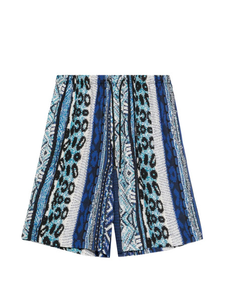  Laneus Drawstring Patterned Shorts - Blue 