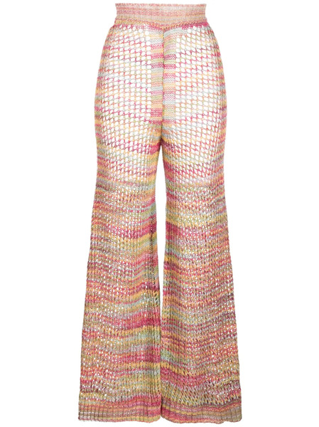  Laneus Flared Open-knit Trousers - Pink 