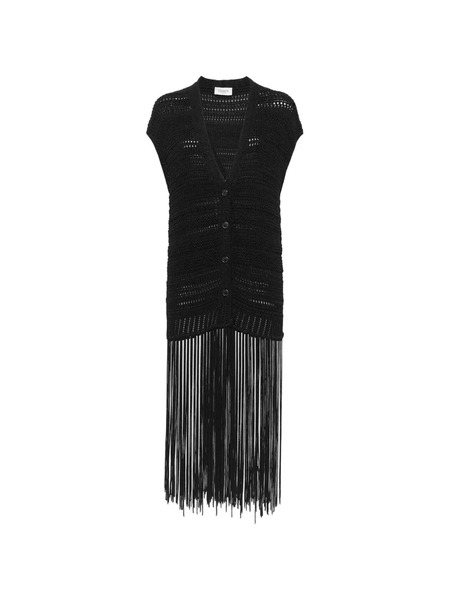  Laneus Fringed Knit Cardigan - Black 