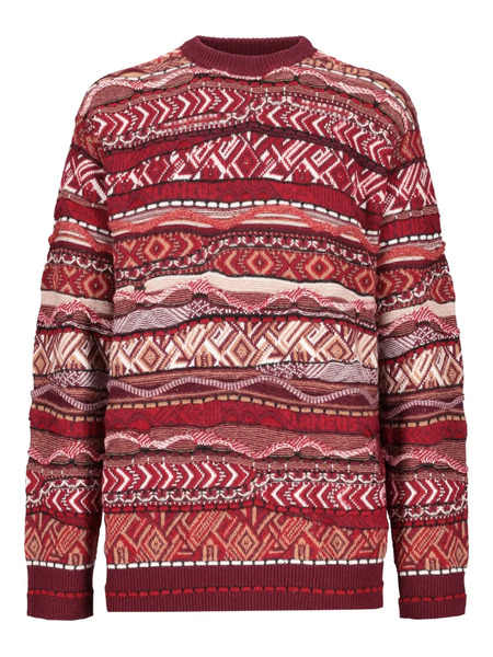  Laneus Geometric-pattern Crew-neck Sweater - Red 