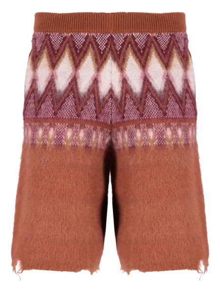  Laneus Knitted Diamond-pattern Shorts - Brown 