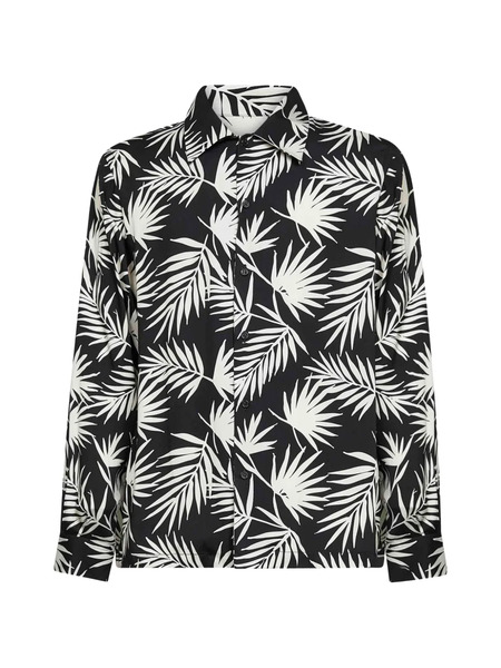  Laneus Leaf-print Shirt - Black 
