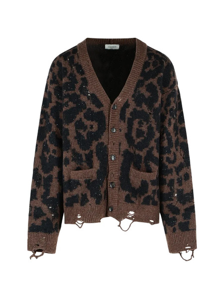  Laneus Leopard-pattern Cardigan - Brown 