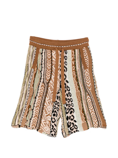  Laneus Patterned Drawstring Shorts - Neutrals 