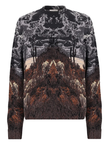  Laneus Patterned-jacquard Sweater - Brown 