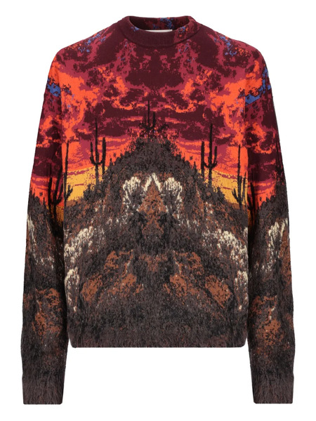  Laneus Patterned-jacquard Sweater - Red 