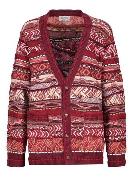  Laneus Patterned Knitted Cardigan - Red 