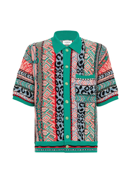  Laneus Patterned Knitted Shirt - Green 