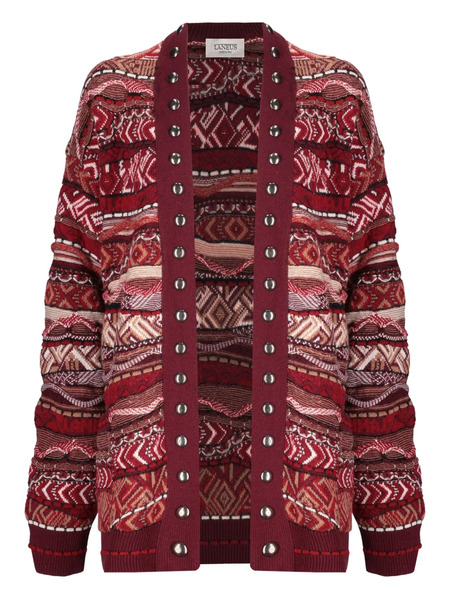 Laneus Studded Patterned Cardigan - Red 