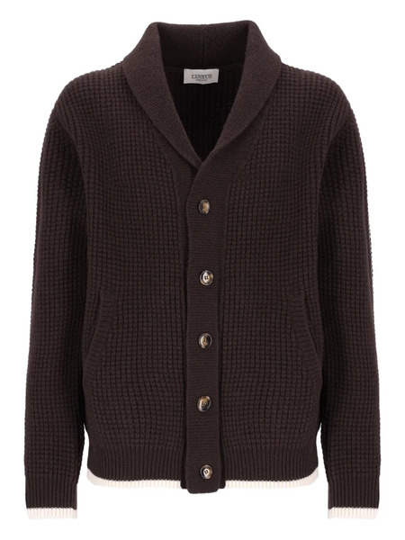  Laneus Waffle-knit Wool Cardigan - Brown 