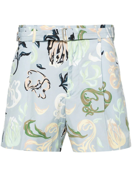  Lanvin Abstract-print Bermuda Shorts - Blue 
