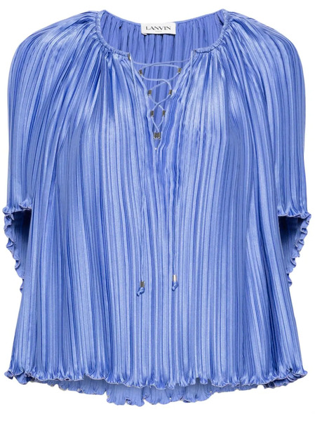  Lanvin Charmeuse Plissé Blouse - Purple 