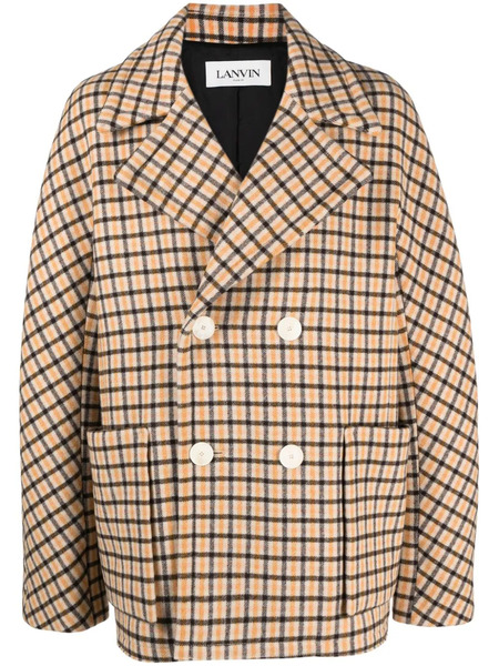  Lanvin Check-pattern Virgin-wool Peacoat - Neutrals 