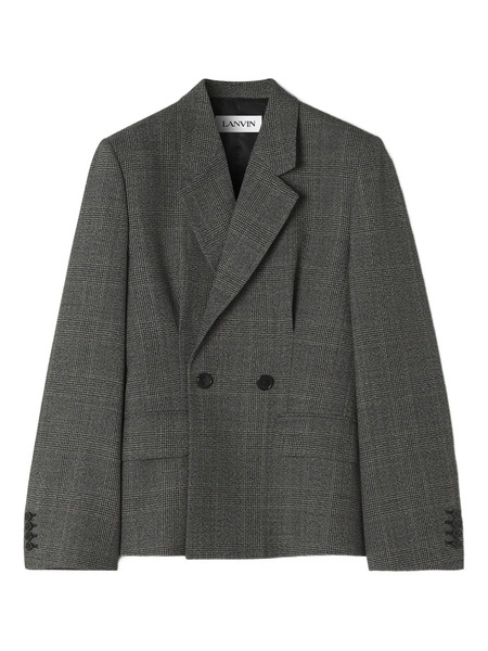  Lanvin Checked Double-breasted Blazer - Grey 