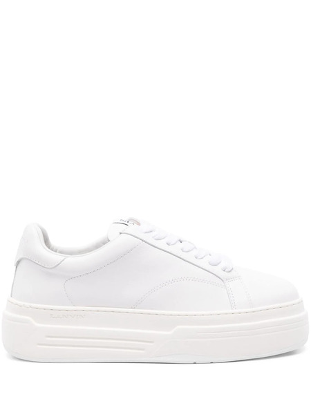  Lanvin Ddb0 Leather Flatform Sneakers - White 