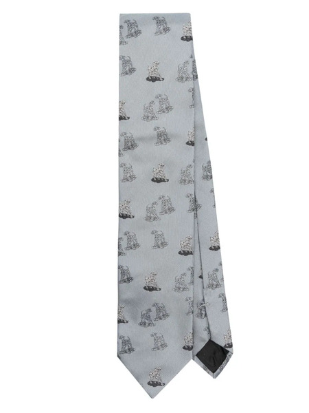  Lanvin Dog-jacquard Silk Tie - Grey 