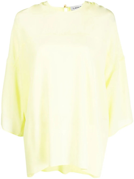  Lanvin Draped Silk Blouse - Green 