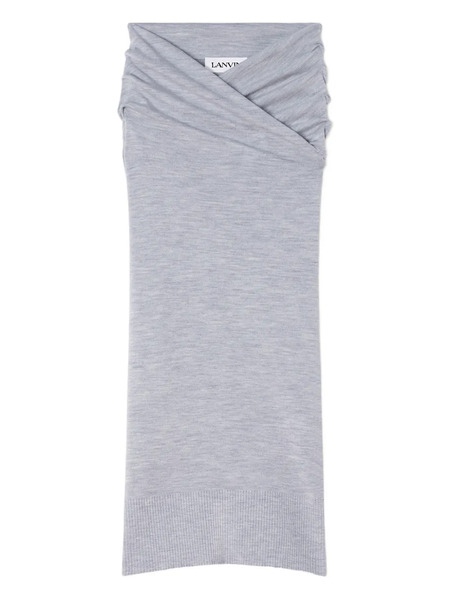  Lanvin Draped Wrap-effect Midi Skirt - Grey 