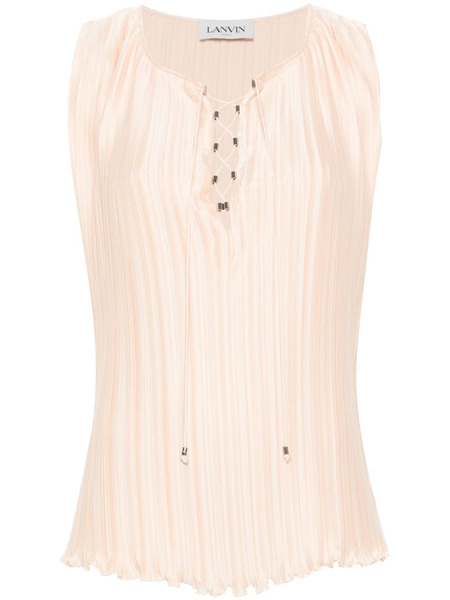  Lanvin Drawstring Plissé Blouse - Orange 