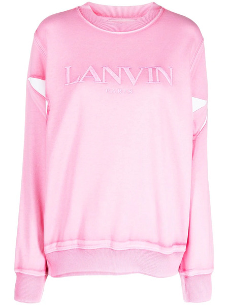  Lanvin Embroidered-logo Crew-neck Sweatshirt - Pink 