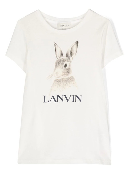  Lanvin Enfant Botanica Rabbit-print Cotton T-shirt - White 
