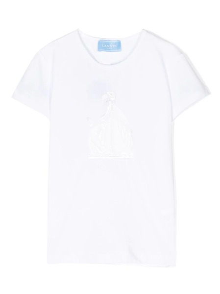  Lanvin Enfant Logo-embroidered Sequinned T-shirt - White 