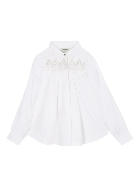  Lanvin Enfant Pleated-panel Embroidered Shirt - White 
