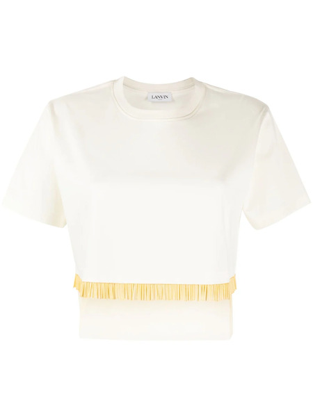  Lanvin Fringed Cropped T-shirt - Neutrals 