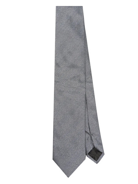  Lanvin Herringbone-pattern Silk Tie - Grey 