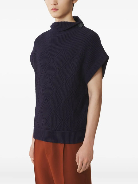  Lanvin High-neck Diamond-pattern Sweater - Blue 