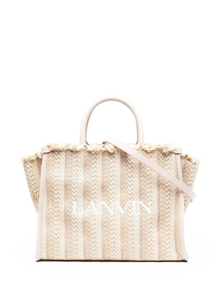  Lanvin In & Out Herringbone Tote Bag - Neutrals 