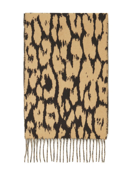  Lanvin Leopard-print Fringed Scarf - Neutrals 