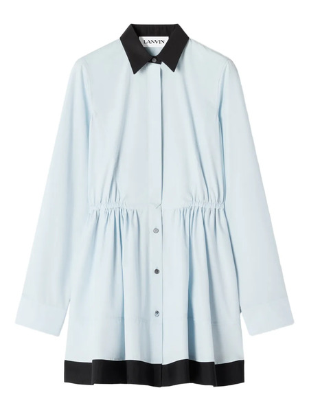  Lanvin Long-sleeve Collared Mini Dress - Blue 