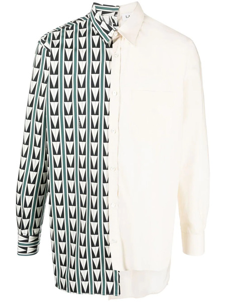  Lanvin Patchwork Geometric Print Shirt - Neutrals 