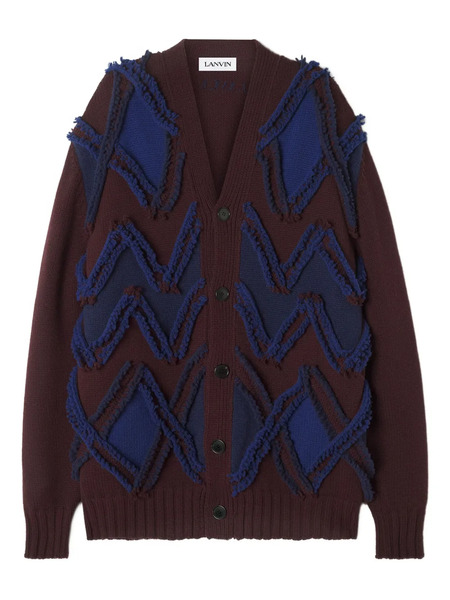  Lanvin Patterned-jacquard Cardigan - Brown 