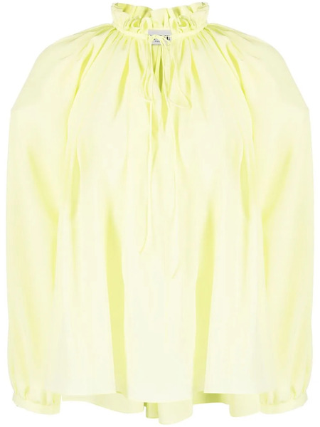  Lanvin Pleated-neckline Silk Blouse - Green 