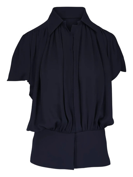  Lanvin Pleated-panel Short-sleeves Top - Black 