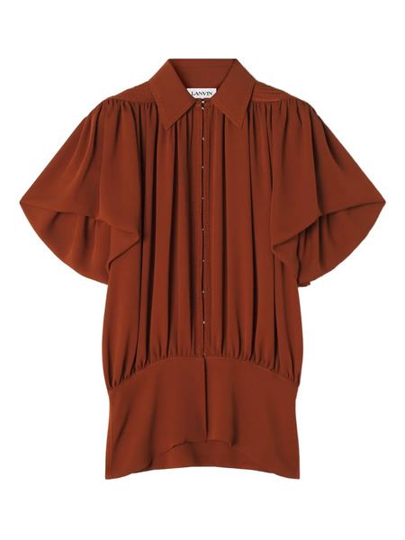  Lanvin Puffed-sleeve Button Top - Orange 