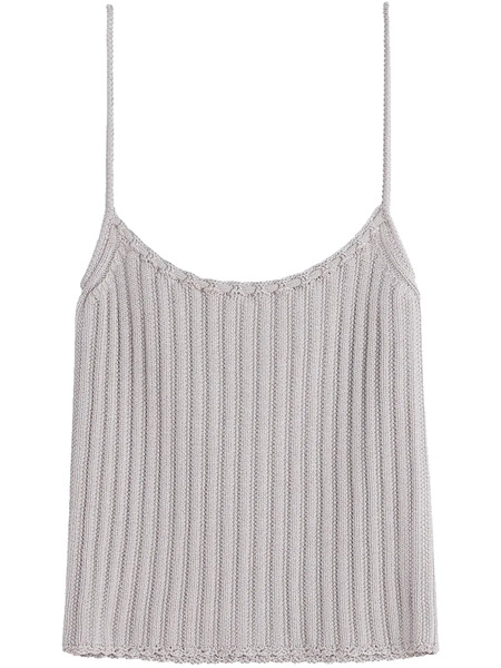  Lanvin Ribbed Knit Top - Grey 