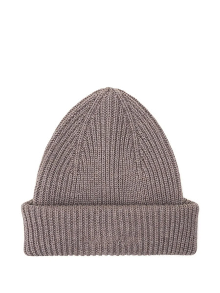  Lanvin Ribbed Wool Beanie - Grey 