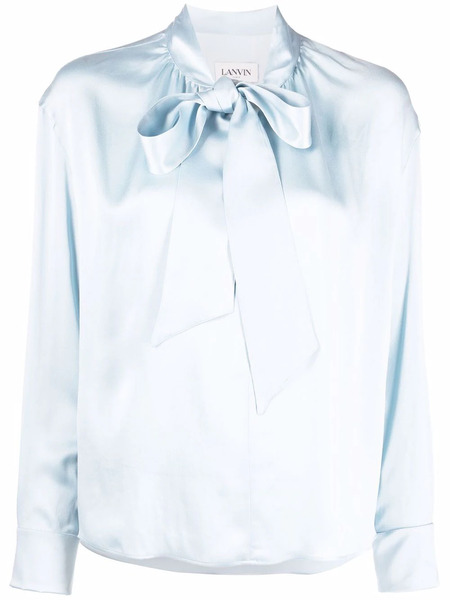  Lanvin Ribbon-fastened Silk Blouse - Blue 