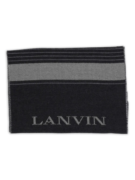  Lanvin Striped Fringed Scarf - Black 