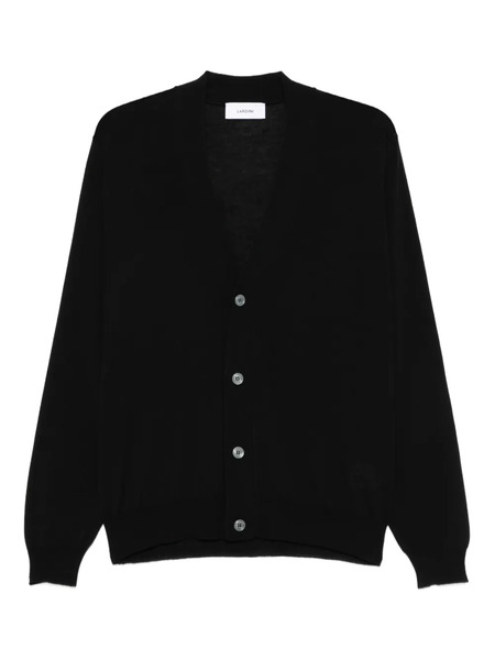  Lardini Button-front Wool Cardigan - Black 