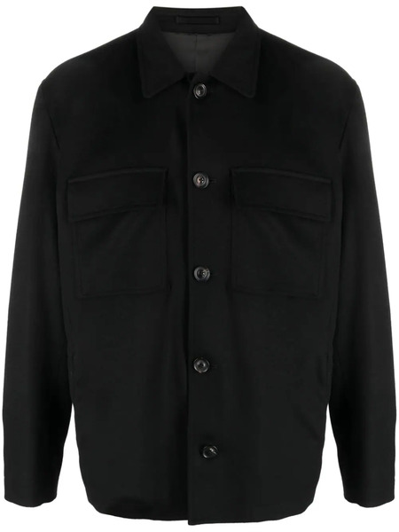  Lardini Button-up Wool-blend Shirt Jacket - Black 